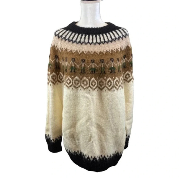 Vintage Peruvian Handmade Alpaca Sweater Traditional Knit Design - Picture 3 of 10
